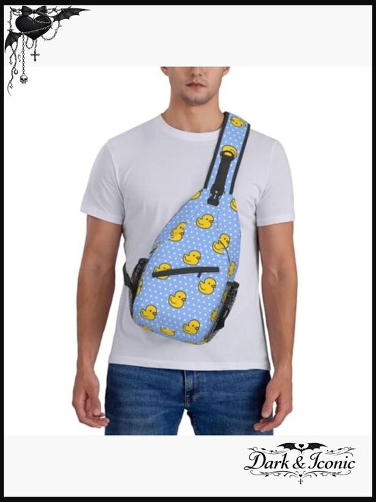 Duck Print Sling Bag Casual Crossbody Backpack Adjustable Strap Lightweight